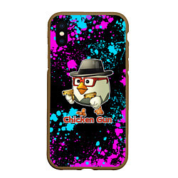 Чехол iPhone XS Max матовый Chicken gun - neon