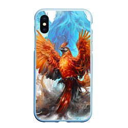 Чехол iPhone XS Max матовый Птица феникс в огне, цвет: 3D-голубой