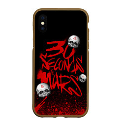 Чехол iPhone XS Max матовый Thirty seconds to mars skulls, цвет: 3D-коричневый