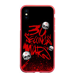 Чехол iPhone XS Max матовый Thirty seconds to mars skulls, цвет: 3D-красный