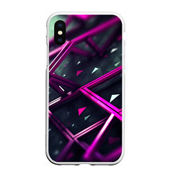 Чехол iPhone XS Max матовый Фиолетовая абстрактная конструкция, цвет: 3D-белый