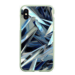 Чехол iPhone XS Max матовый Абстрактные осколки голубого цвета, цвет: 3D-салатовый