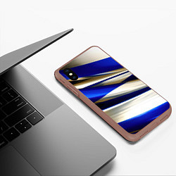 Чехол iPhone XS Max матовый Blue white abstract, цвет: 3D-коричневый — фото 2