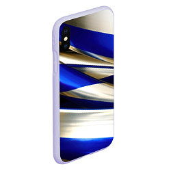 Чехол iPhone XS Max матовый Blue white abstract, цвет: 3D-светло-сиреневый — фото 2