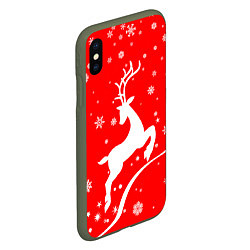 Чехол iPhone XS Max матовый Christmas deer, цвет: 3D-темно-зеленый — фото 2