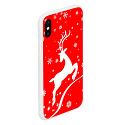 Чехол iPhone XS Max матовый Christmas deer, цвет: 3D-белый — фото 2