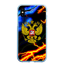 Чехол iPhone XS Max матовый Россия наша страна герб шторм