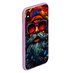 Чехол iPhone XS Max матовый Хайповый дед Мороз, цвет: 3D-сиреневый — фото 2