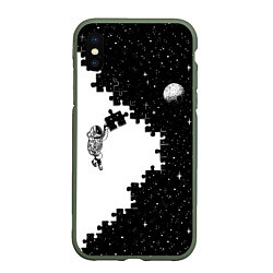 Чехол iPhone XS Max матовый Космический пазл, цвет: 3D-темно-зеленый