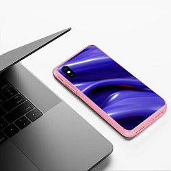 Чехол iPhone XS Max матовый Фиолетовые абстрактные волны, цвет: 3D-баблгам — фото 2