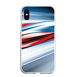 Чехол iPhone XS Max матовый Белая синяя красная абстракция