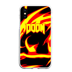 Чехол iPhone XS Max матовый Doom eternal fire storm, цвет: 3D-белый