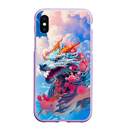Чехол iPhone XS Max матовый Небесный дракон, цвет: 3D-сиреневый