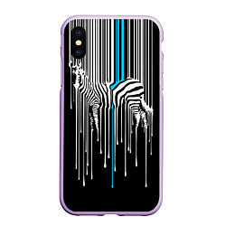 Чехол iPhone XS Max матовый Штрихкод зебра, цвет: 3D-сиреневый