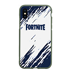 Чехол iPhone XS Max матовый Fortnite краски, цвет: 3D-темно-зеленый