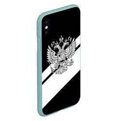 Чехол iPhone XS Max матовый Россия спорт полосы герб, цвет: 3D-мятный — фото 2