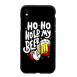 Чехол iPhone XS Max матовый Ho - ho - hold my beer, цвет: 3D-черный