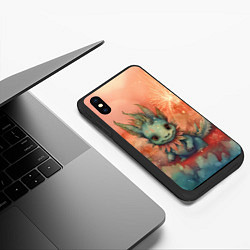 Чехол iPhone XS Max матовый Праздничный дракон с искрами, цвет: 3D-черный — фото 2