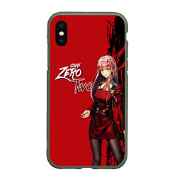 Чехол iPhone XS Max матовый Darling in the Franxx 002, цвет: 3D-темно-зеленый