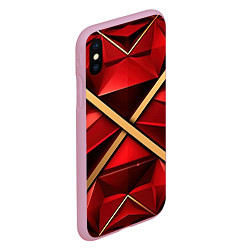 Чехол iPhone XS Max матовый Золотые ленты на красном фоне, цвет: 3D-розовый — фото 2