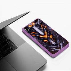 Чехол iPhone XS Max матовый Жёлтая кибер броня, цвет: 3D-фиолетовый — фото 2