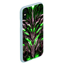 Чехол iPhone XS Max матовый Зелёная кибер броня, цвет: 3D-голубой — фото 2