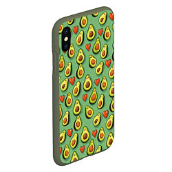Чехол iPhone XS Max матовый Авокадо и сердечки, цвет: 3D-темно-зеленый — фото 2