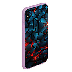 Чехол iPhone XS Max матовый Синие плиты с красным разломом, цвет: 3D-сиреневый — фото 2