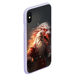 Чехол iPhone XS Max матовый Дед Мороз и символ года, цвет: 3D-светло-сиреневый — фото 2