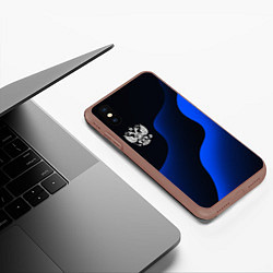 Чехол iPhone XS Max матовый Герб РФ - глубокий синий, цвет: 3D-коричневый — фото 2