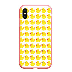 Чехол iPhone XS Max матовый Семейка желтых резиновых уточек, цвет: 3D-баблгам