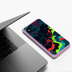 Чехол iPhone XS Max матовый Яркий кислотный абстрактный камуфляж, цвет: 3D-сиреневый — фото 2