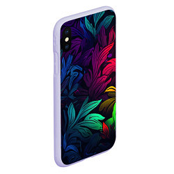 Чехол iPhone XS Max матовый Яркие абстрактные листья, цвет: 3D-светло-сиреневый — фото 2