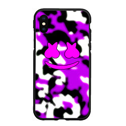 Чехол iPhone XS Max матовый Marshmello camo, цвет: 3D-черный