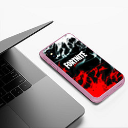 Чехол iPhone XS Max матовый Fortnite flame abstract, цвет: 3D-розовый — фото 2