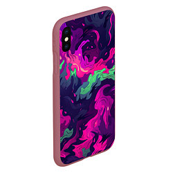 Чехол iPhone XS Max матовый Неопределенный яркий камуфляж, цвет: 3D-малиновый — фото 2