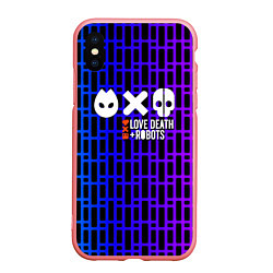 Чехол iPhone XS Max матовый Любовь смерть и роботы неон, цвет: 3D-баблгам