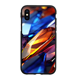 Чехол iPhone XS Max матовый Прозрачные блестящие камни, цвет: 3D-черный