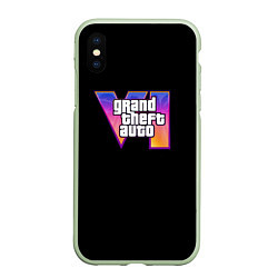 Чехол iPhone XS Max матовый Gta 6 logo, цвет: 3D-салатовый