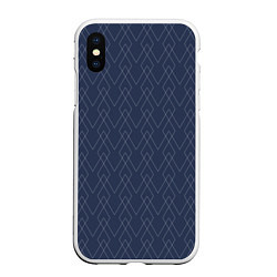 Чехол iPhone XS Max матовый Серо-синий геометричные линии