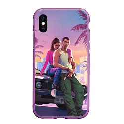 Чехол iPhone XS Max матовый Jason & Lucia - GTA 6 official art