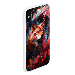 Чехол iPhone XS Max матовый Красный волк в брызгах краски, цвет: 3D-белый — фото 2