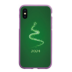 Чехол iPhone XS Max матовый Стилизованная елка 2024, цвет: 3D-фиолетовый