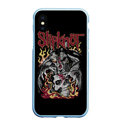 Чехол iPhone XS Max матовый Slipknot - злодей, цвет: 3D-голубой