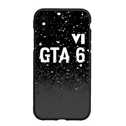 Чехол iPhone XS Max матовый GTA 6 glitch на темном фоне посередине