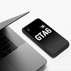 Чехол iPhone XS Max матовый GTA6 glitch на темном фоне посередине, цвет: 3D-черный — фото 2