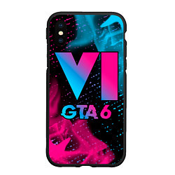 Чехол iPhone XS Max матовый GTA 6 - neon gradient
