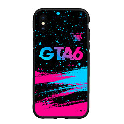 Чехол iPhone XS Max матовый GTA6 - neon gradient посередине, цвет: 3D-черный
