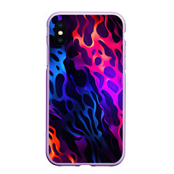 Чехол iPhone XS Max матовый Камуфляж из ярких красок, цвет: 3D-сиреневый