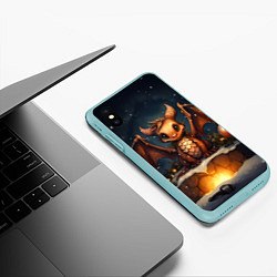 Чехол iPhone XS Max матовый Снежный волшебник дракон, цвет: 3D-мятный — фото 2